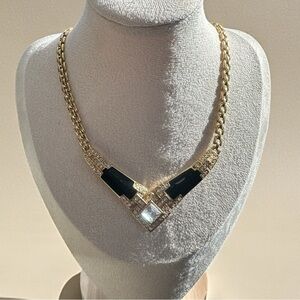 Vintage Signed Trifari Gold Tone and‎ Black Necklace